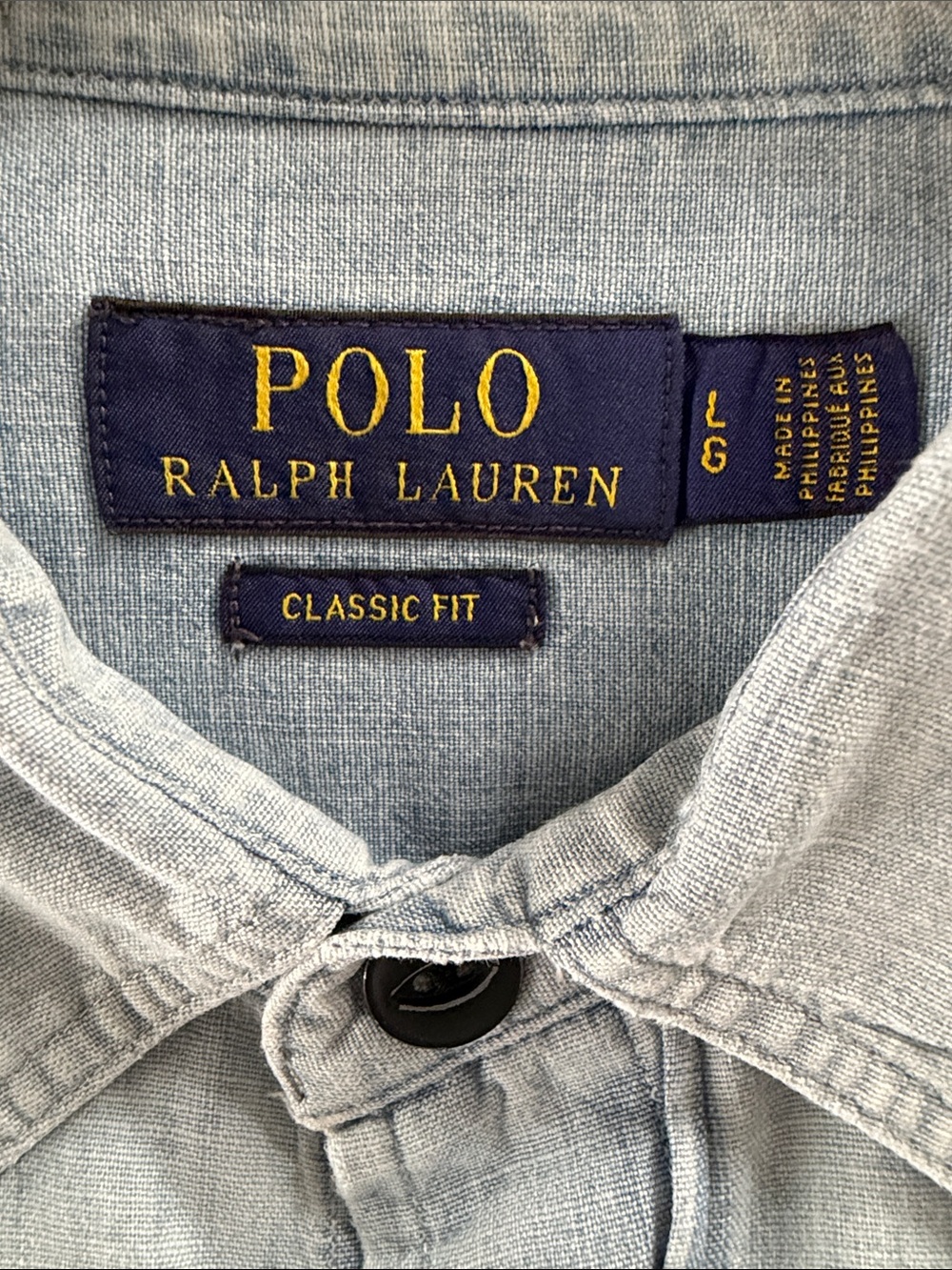 Vintage Polo Ralph Lauren Home Of The Brave Denim Shirt Embroidered Large Unisex - Picture 2 of 16